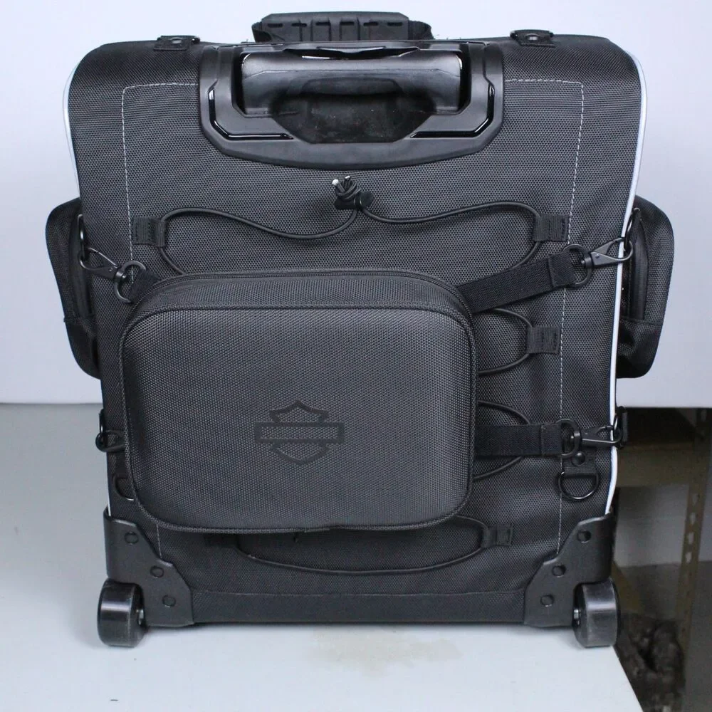 Harley Davidson Onyx Backseat Roller Luggage - Complete w/ Straps & Logo Cover